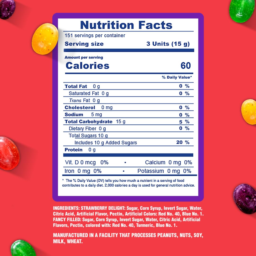 Colombina Sweet Delights Assorted Filled Candy, Rainbow Variety Pack, Individually Wrapped, Ideal for Parties, Birthdays, and Pinata Filler, 5lbs (Pack of 1)