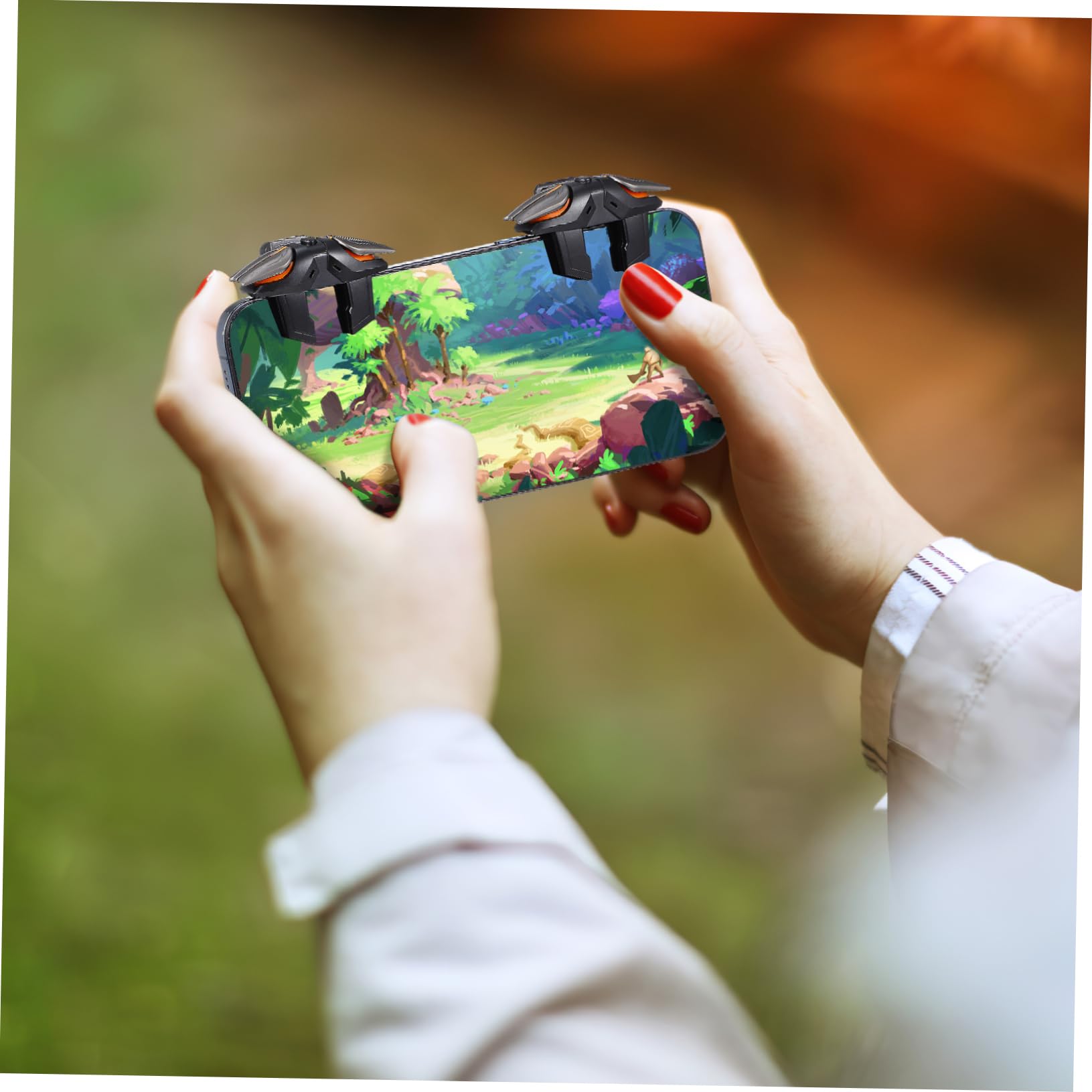 Veemoon Spielcontroller Trigger Satz mit Ladekabel und Handschuhen aus Abs Kunststoff Hohe Kompatibilität und Displayschutz für Mobiles Gaming