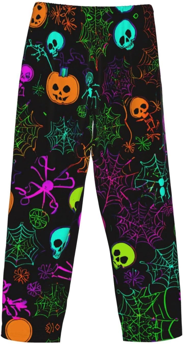Halloween Skull Print Men'S Long Pajama Pants,Casual Loungewear With Pockets,Soft And Lightweight Pajamas.