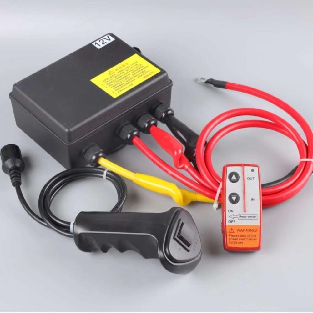 Boîtier de commande de treuil pour véhicule tout-terrain avec télécommande sans fil et relais pour systèmes de treuil de charge de 6 000 à 9 071,8 kg, conçu pour des conditions robustes (12 V)