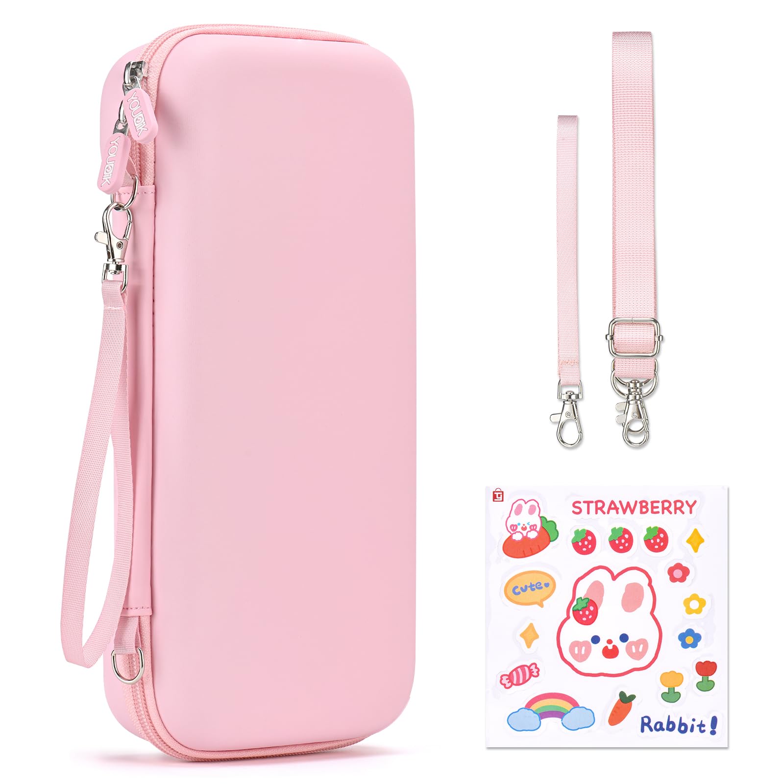 Younik Switch 2 Funda Para NS Switch 2 (2025), Funda de Transporte con 19 Ranuras para Tarjetas de Juego, 4 in 1 Switch 2 Accesorios Incluye Correa para el Hombro, Correa de muñeca y calcomanías
