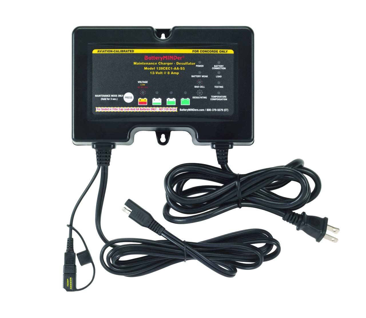 BatteryMINDer 128CEC1-AA-S5: 12 Volt-8 Amp Concorde Aviation Battery Charger, Battery Maintainer, an