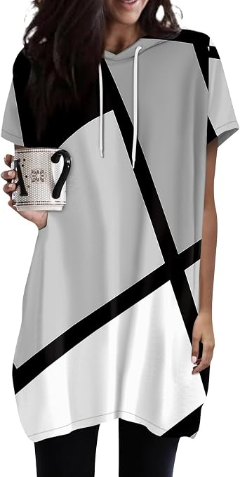 COTECRAM Womens Summer Oversized Hoodies Short Sleeve Casual Shirts Fashion Tunic Tops Lightweight Pullover with Pockets