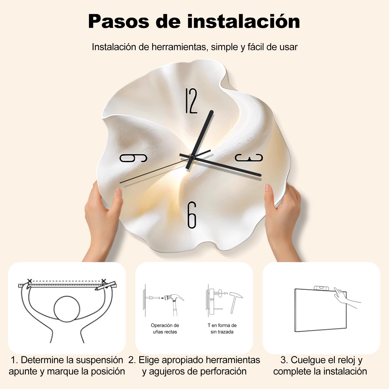 Ergocar Reloj De Pared, Art Deco Sin Ticking Sounds Modern Crystal Porcelana Dial Tridimensional Adecuado para Sala Estar,Dormitorio, Estudio, Decoración De La Oficina
