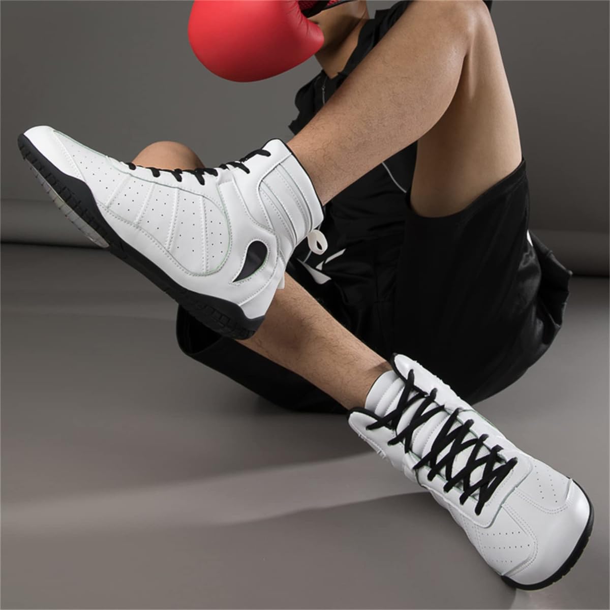 Scarpe da Boxe e Lotta per Uomo e Donna, Traspiranti, Antiscivolo, in Pelle, Stivali Fitness per Combattimento, Powerlifting e Bodybuilding