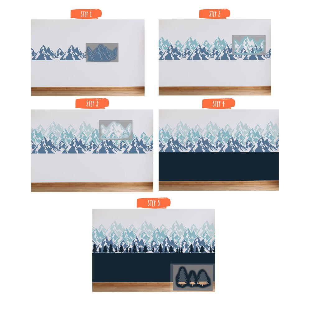 Berge Wandsticker Wand Malerei Schablone Kinderzimmer Schlafzimmer Heim Wand Dekoration & Handwerk Schablone Wandfarbe Stoffe & Möbel 190 Mylar wiederverwendbar Schablone