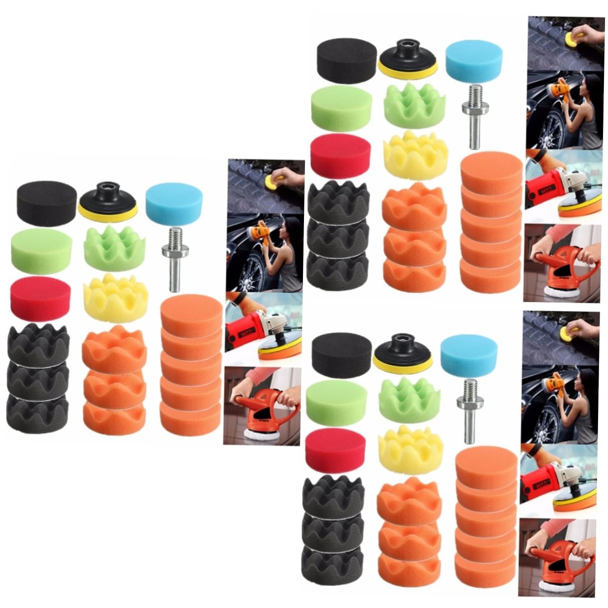 SHERCHPRY 57piezas Kit De Almohadillas Pulidoras para Abrillantar y Pulir Automóviles Discos De Esponja para Pintura y Detalle De Carro para Acabados Profesionales y Pequeñas Áreas