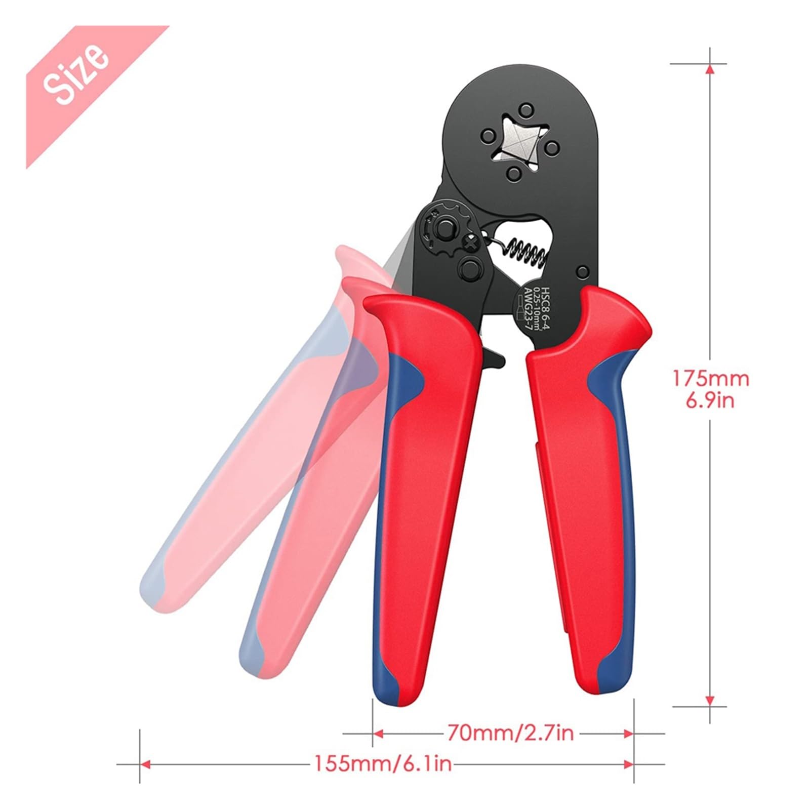 Zestaw tulejek zaciskowych 0,25-10 mm² Samonastawne szczypce do zaciskania przewodów zapadkowych Zestaw szczypiec zaciskowych Narzędzie do zaciskania końcówek rurowych,Szczypce izolowane