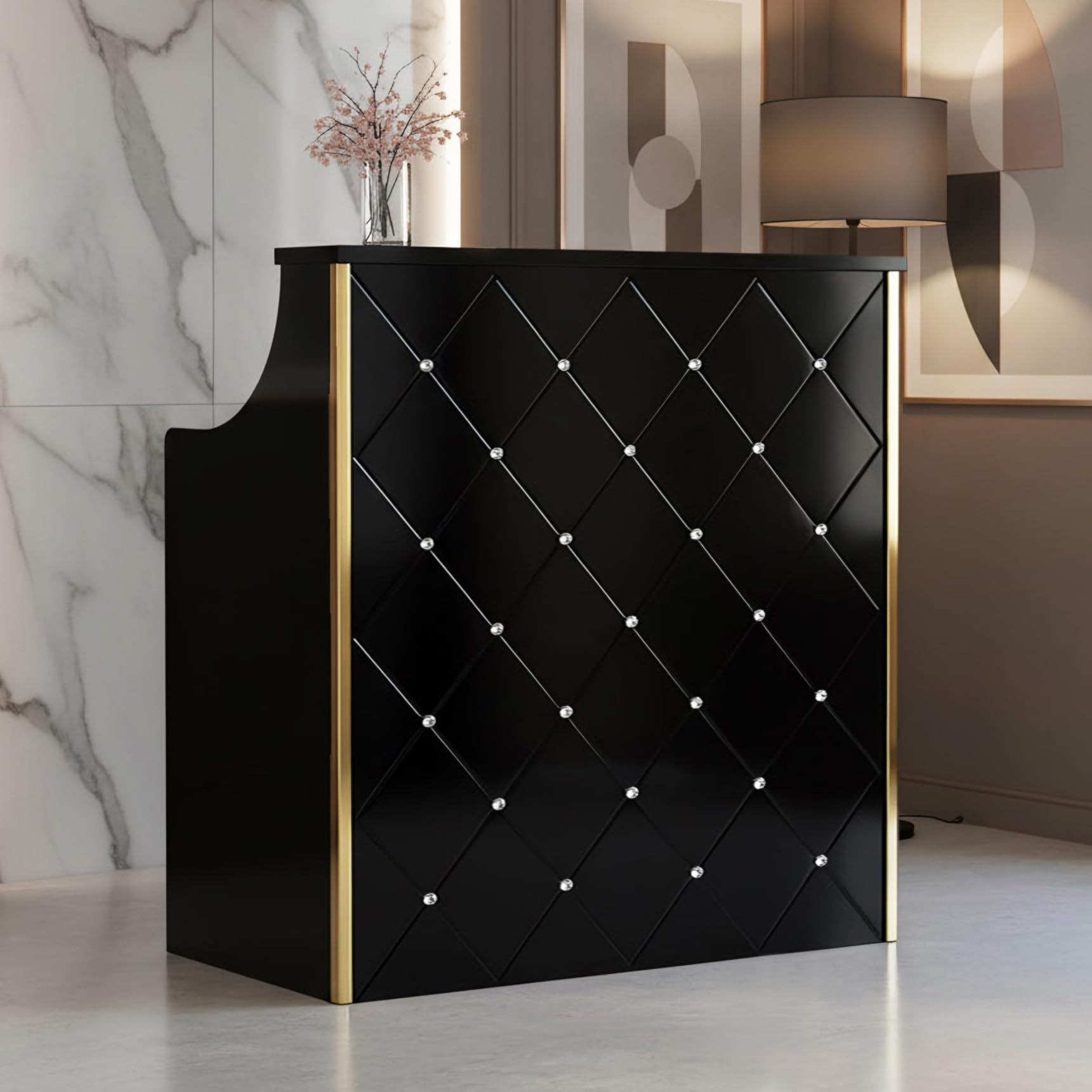 Recepcja fryzjerska lakierowana Diamond 100 cm kosmetyczna do salonu SPA