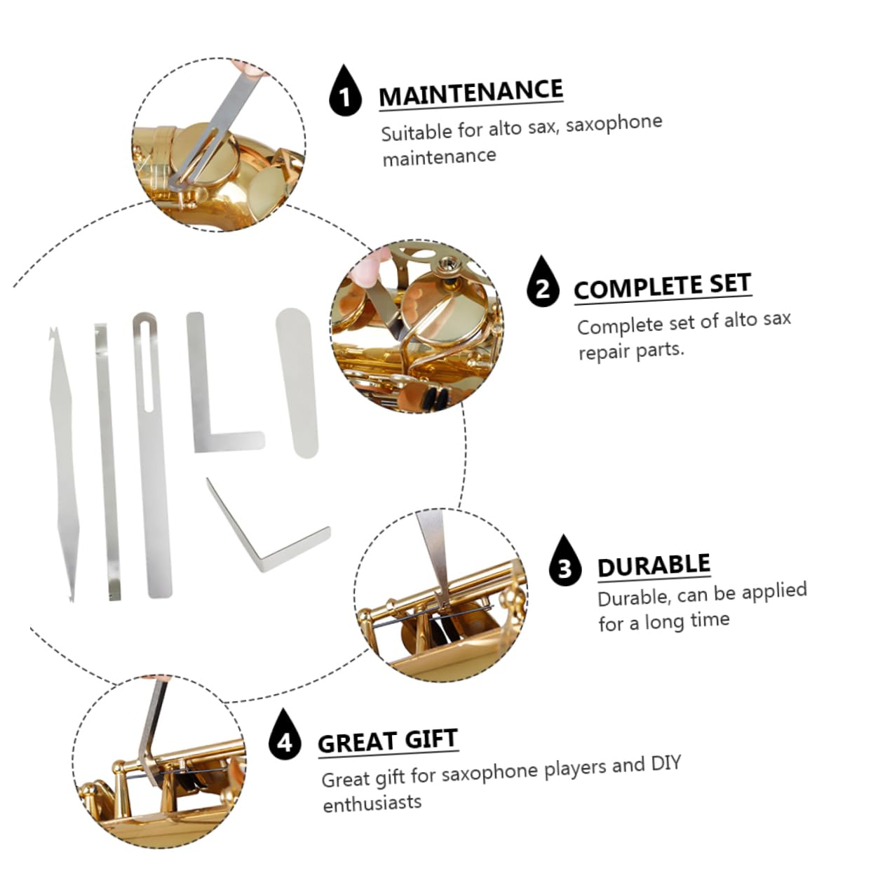 SUPVOX 3sets Strumenti Per Manutenzione Saxofono Kit Di Riparazione Strumenti Musicali Per Clarinetto Oboe e Flauto Include Pin Hook Per Smontaggio e Chiave