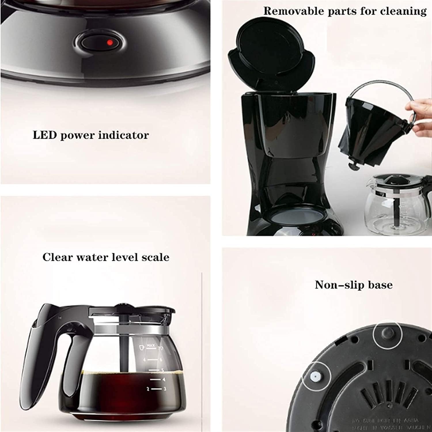 SCHYWL Coffee Maker Coffee Machine Household Drip Coffee Machine Fully Automatic Small Latte And Cappuccino Maker 600ml Easy To Operate Coffee Machine(White) 5 61NZJJowBjS. AC SL1500