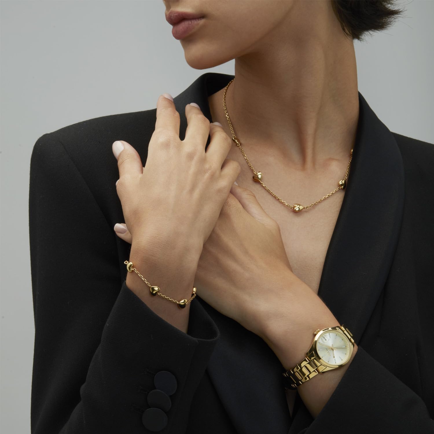 Breil, Collezione Kilos of Love, Collana Donna, Girocollo Donna in Acciaio, Sottile Catenina con Piccoli Cuoricini Personalizzati, Lunghezza Regolabile 39-45 cm