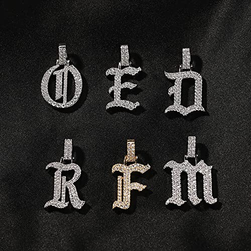 Custom Old English Name Necklace Personalized Iced Out Pendant Chain Custom Script Initial Nameplate Necklaces Hip Hop Jewelry Diamond Chain Pendant Necklace for Men Women3