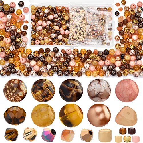 Image of Craft Crystal Beads Jewelry Making Kit, Shade Brown Beads Including 8 Types of Round Beads, with Bicone Beads, Rondelle Beads, Gravel Beads and Seed Beads for Bracelet Making