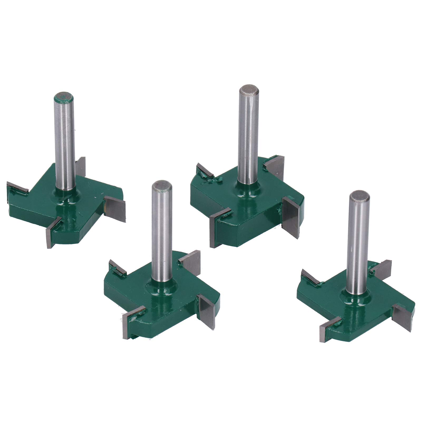 Fresa for legno con scanalatura a T in carburo YG6 | Verde Nero 4 pezzi 4 flauto Dimensioni multiple Gambo da 6 mm: lavorazione del legno CNC