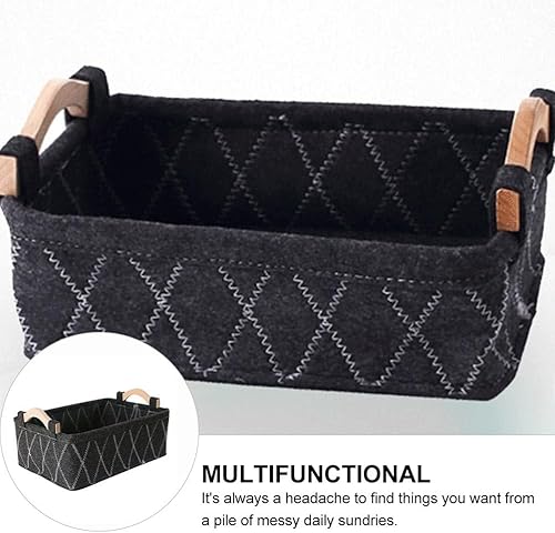Miniatura 7 de Alipis Cesta de almacenamiento de fieltro, cesta de almacenamiento de tela, cesta de almacenamiento con asas, decoración de escritorio, cocina,