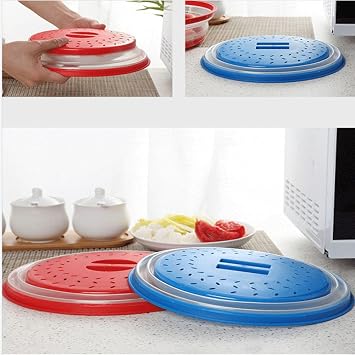 Collapsible Microwave Splatter Cover, 10.5 Inch, Dishwasher-safe, Microwave Plate Cover With Steam Vent,BPA-Free Silicone & Plastic (Beige grey)