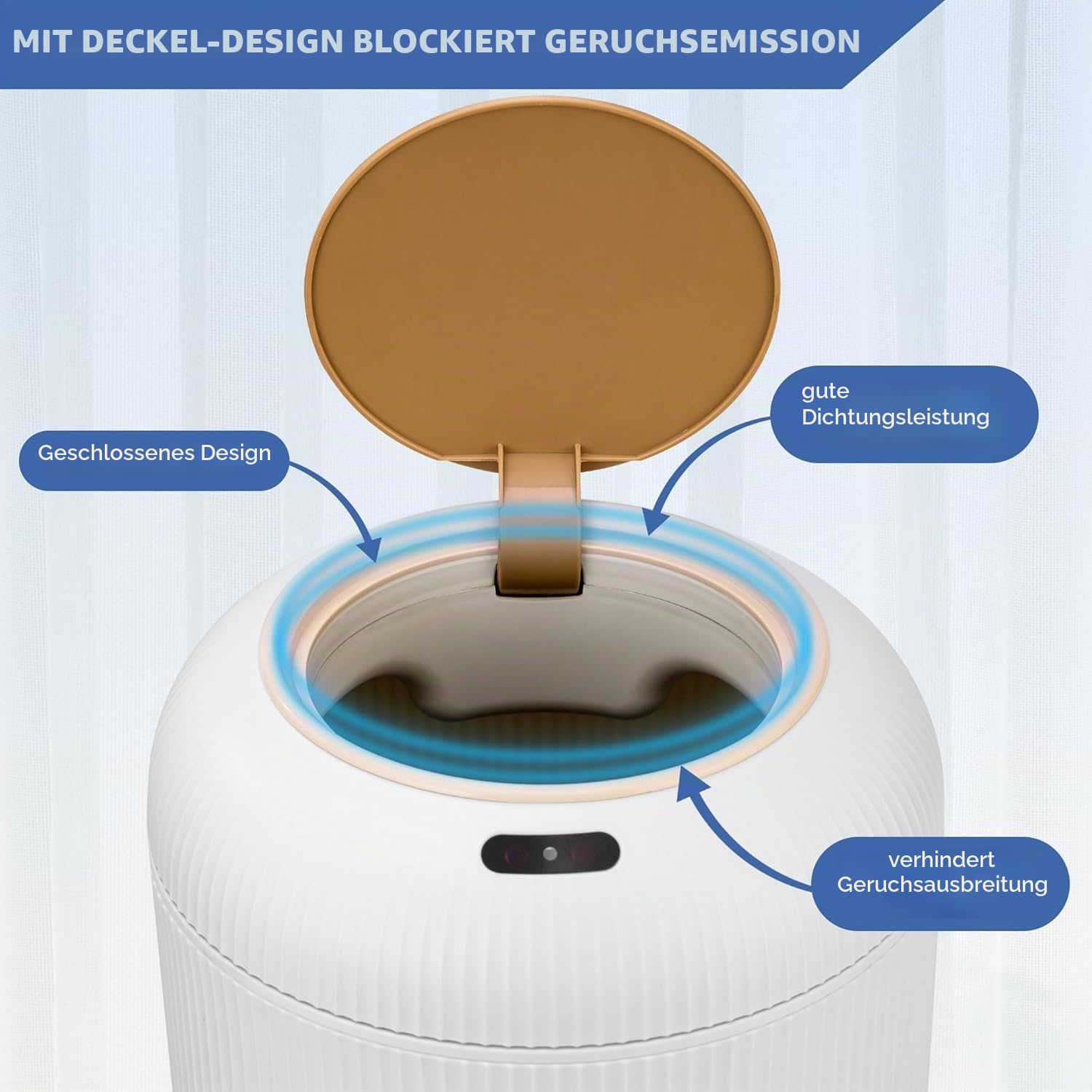 Automatic Mülleimer 10 Liter Bewegungssensor-Mülleimer Mülleimer Automatisch mit Deckel Berührungsloser Mülleimer für Küche, Badezimmer,Bad oder Büro (Weiß)