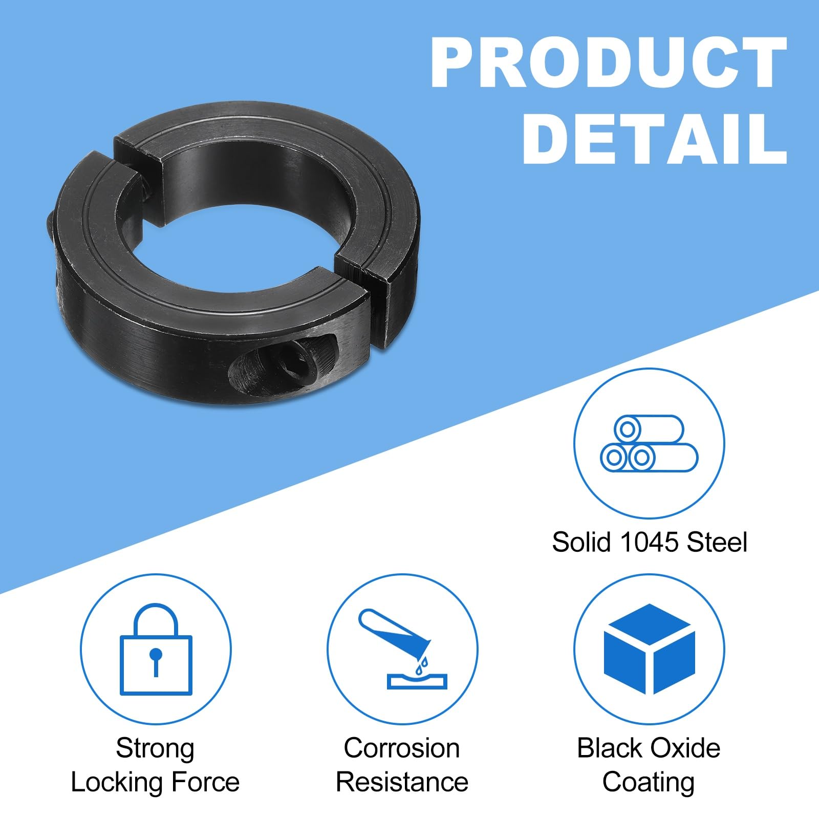 sourcing map Lot de 2 colliers de serrage à double axe fendu, alésage de 35 mm, collier de serrage en une pièce de 57 mm de diamètre extérieur et 15 mm d'épaisseur en oxyde noir avec jeu de vis (acier