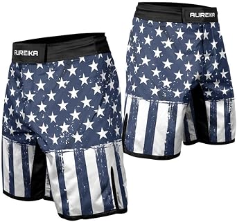 Patriot Mens Fight Shorts MMA BJJ No-Gi Grappling Boxing & Training Trunks for Jiu Jitsu Combat Sports