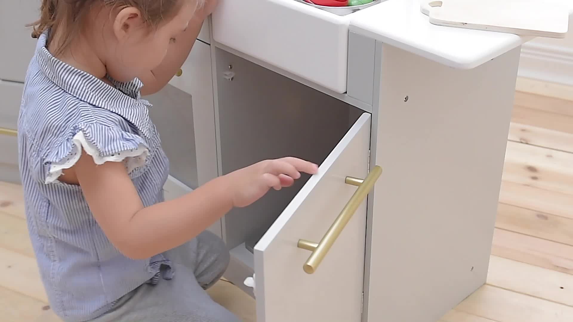 Grau Kinderküche Spielküche Kinderspielküche Holzküche Teamson Kids TD-12302A – Bild 7