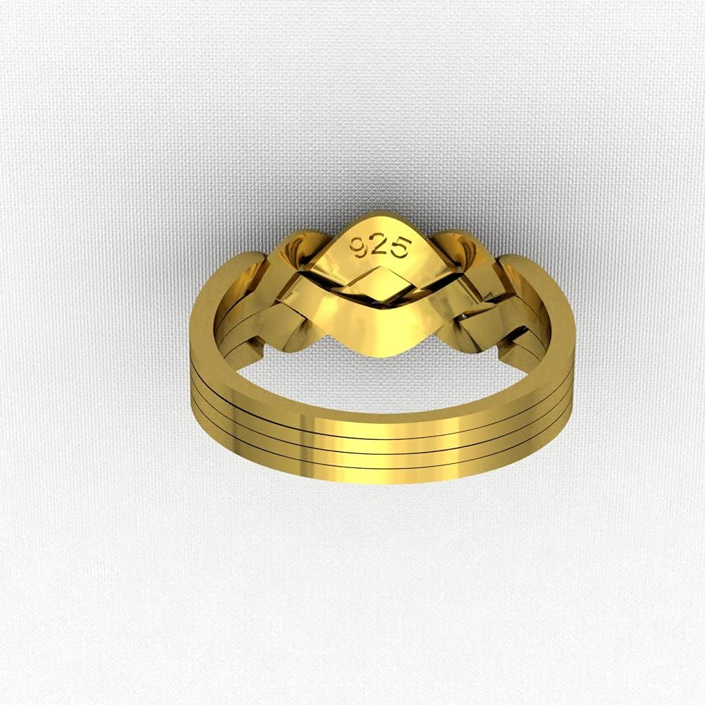 Braided 14K Yellow Gold Plated 4 Band classical Handmade Puzzle ring 925 Sterling Silver interlocking Knott Ring Women Men Unique ring INCLUDED INSTRUCTION