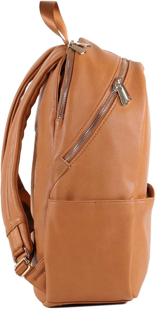 Little Unicorn Skyline Backpack – Diaper, Work, Travel Bag with Changing Pad - Premium Vegan Leather – Lightweight & Durable Design – 5 Interior Pockets – Easily Wipes Clean (Cognac) - Image 7