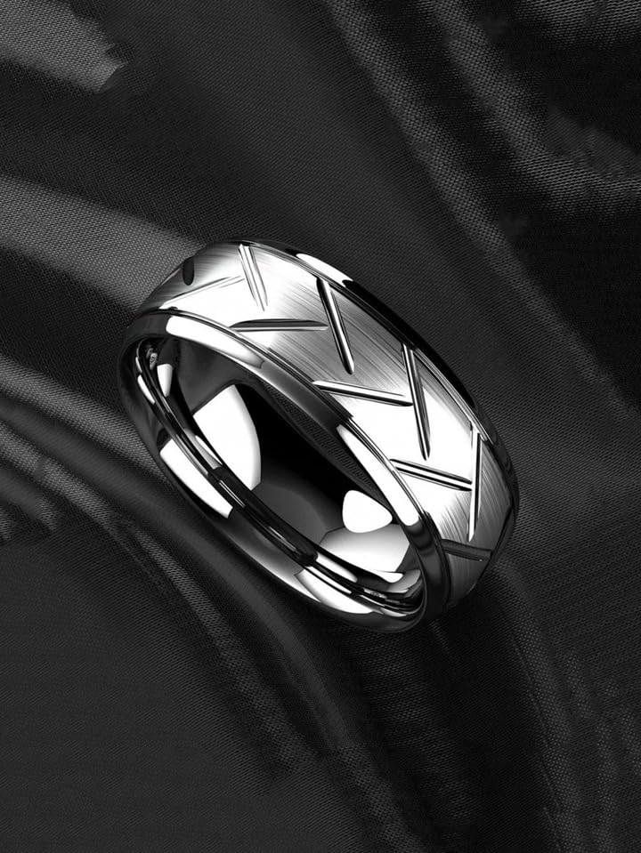 Image of Fashion Frill Black Michelin Ring | Simple Stainless Steel Ring | Mens Black Ring | Minimalist Black Ring | Mens Black Band | Gift for Him