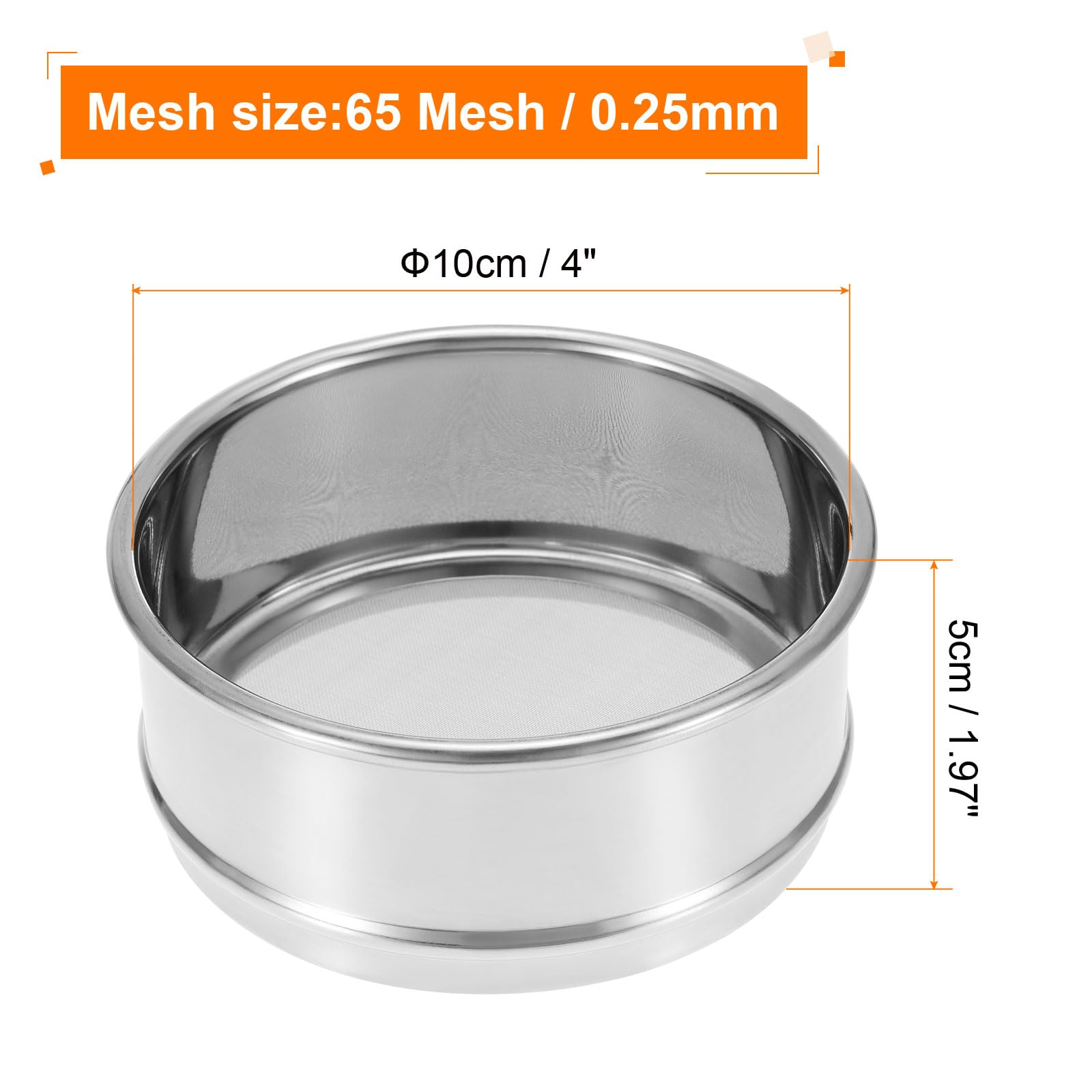 PATIKIL 65 Maschen Laborsieb 4" Durchmesser Testsieb 304 Edelstahlgewebe (0.25mm) für industrielles Labor