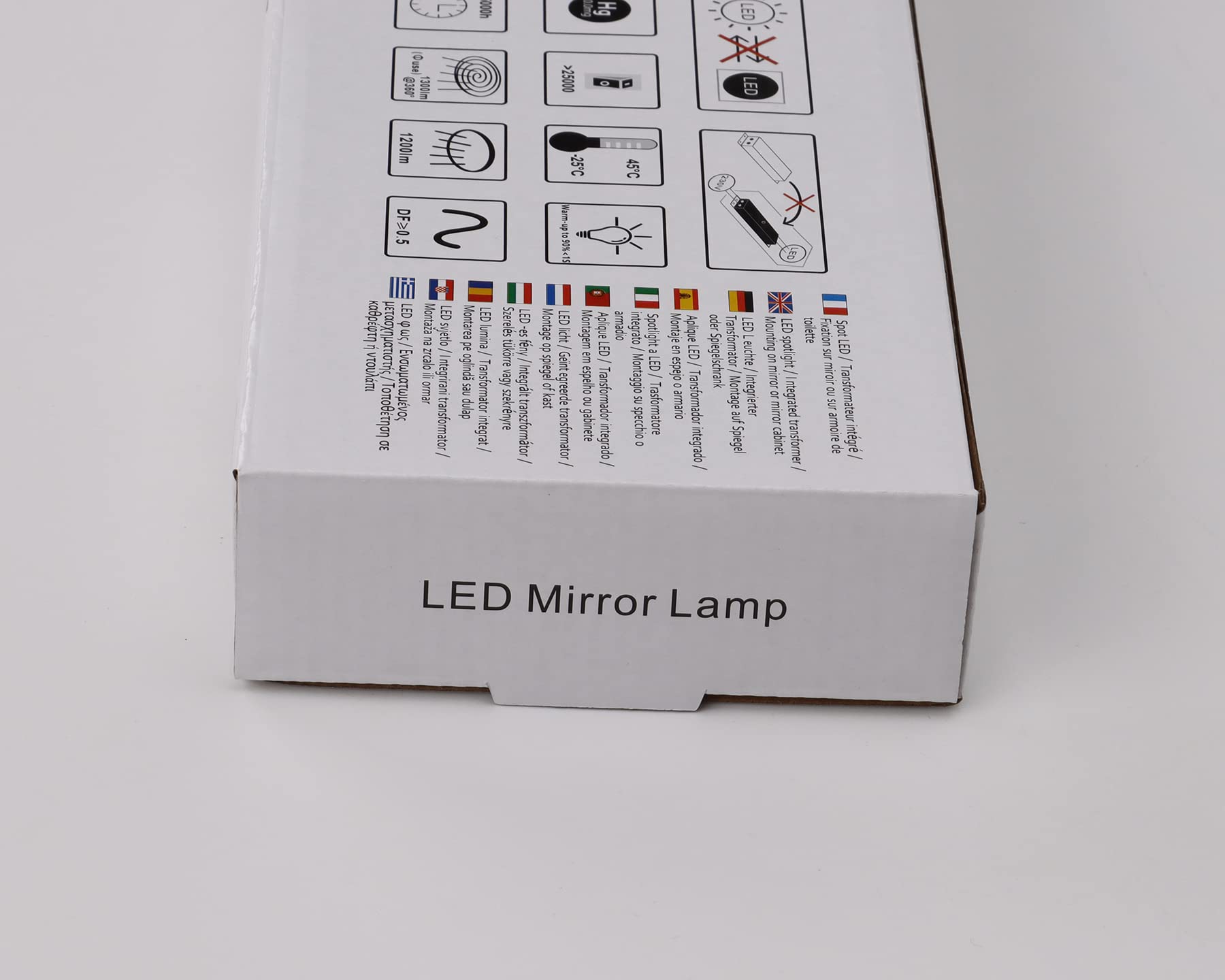 Lámpara de Espejo Baño 40 cm 10W 1200LM 230V Blanco Frío 4000K,IP44 Clase II Lámpara de Espejo de baño Delgada,Abrazadera en el Espejo/Gabinete/Iluminación de Pared