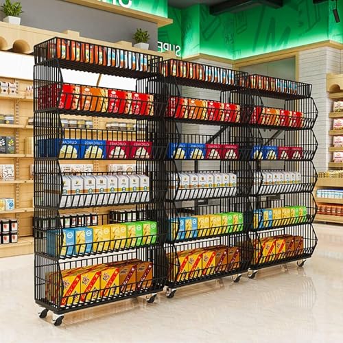 Grande espositore per snack a 5 ripiani, scaffale commerciale per frutta, verdura, cipolle e patate, 90 cm, supporto in filo metallico bianco per supermercati