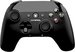 Oversteel - Tombac Mando Inalámbrica para juegos, Vibración, 8 Horas de Batería, Batería de Litio, USB y Bluetooth, PC/Switch/Smartphones/Tablet/Android TV, Color Negro
