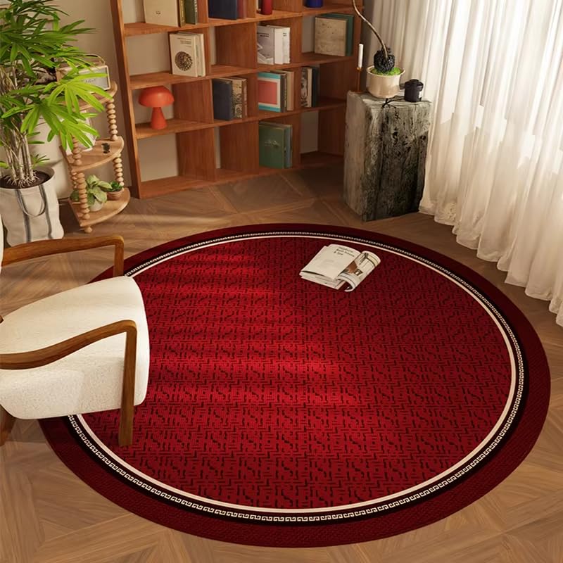 Tapis lavable et antidérapant rond rouge chinois 200 cm au design élégant et durable