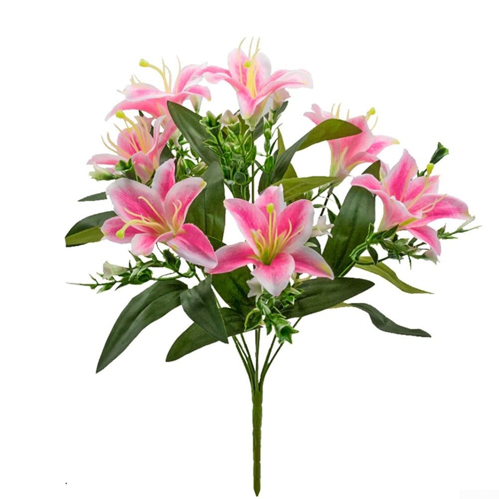 Realistische Seidenlilien 2er Set Künstliche Blumen für deko(pink) | Lebens echtes Design, seidenweiche Textur, keine Bewässerung nötig, 2er Set, für ideal als Dauerdeko