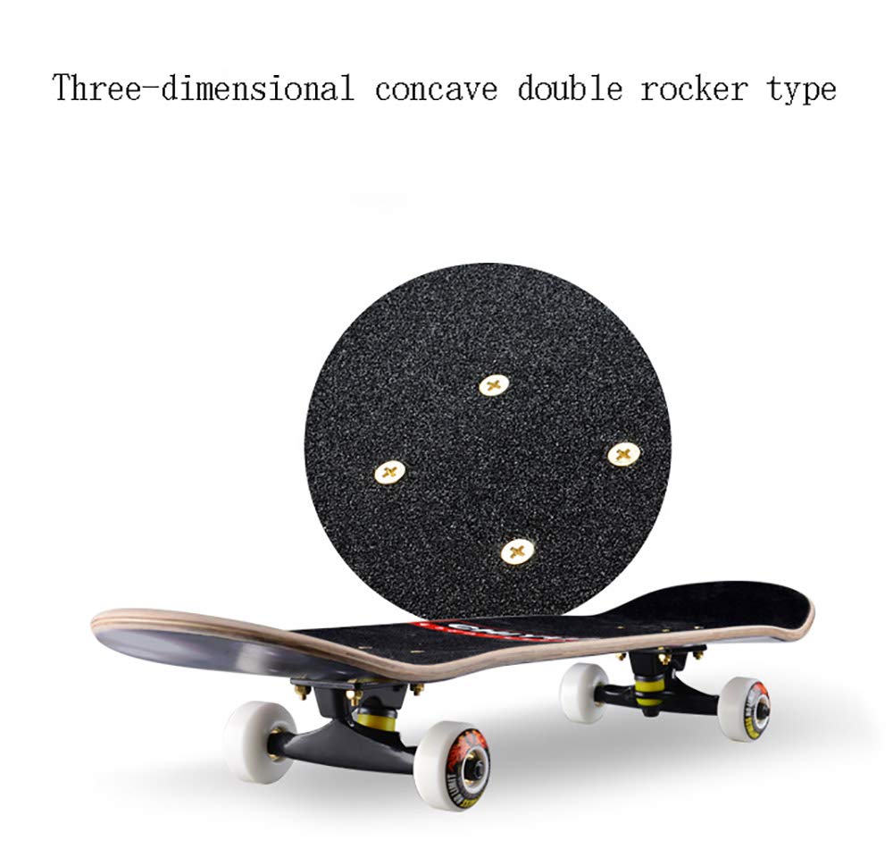 Pro Planches Complètes Skateboard, PU LED Lumière Roue +Mute Grande Vitesse Roulement, 7 Couches Bois d'Erable Skateboard Complet pour Les Enfants, Jeunes et Adultes
