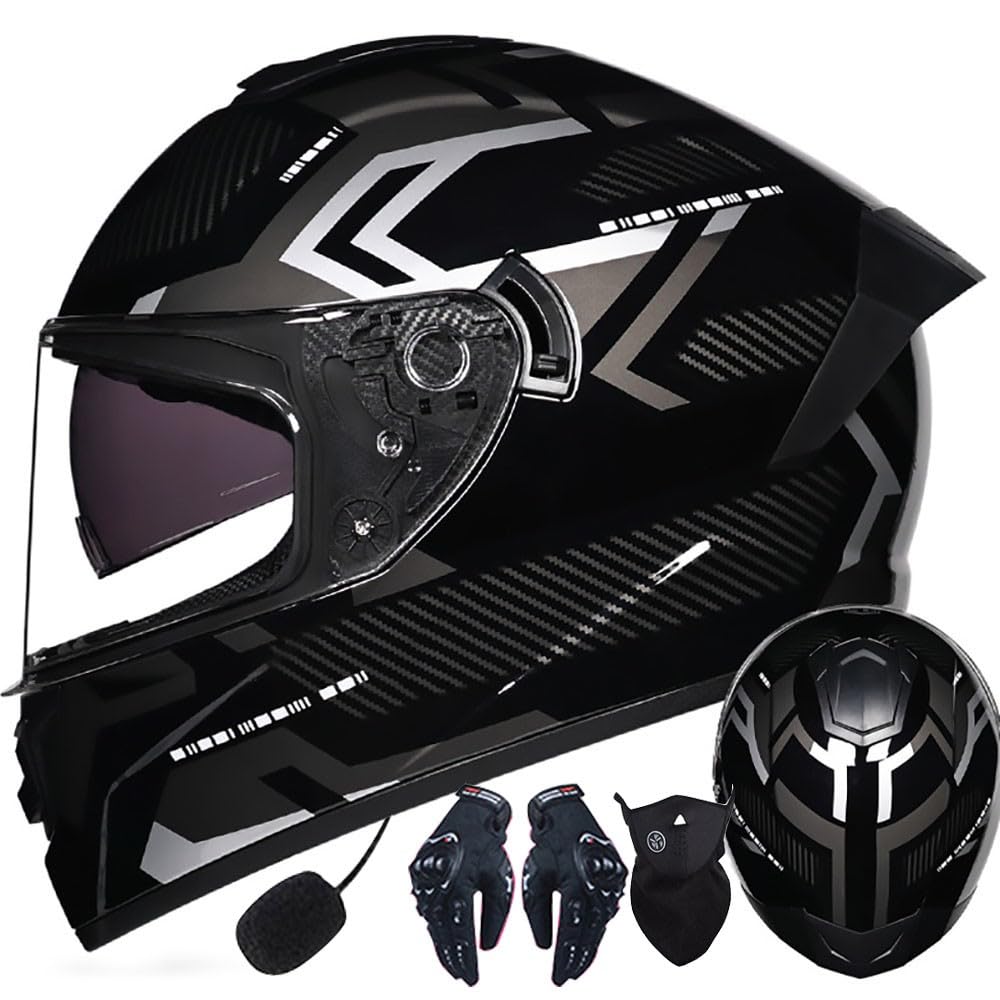 Letetexi Men's F Motorbike Helmets Wo Motorcycle Helmets Anti-Og Dual Visors Tinted Modular Ull Ace Lip Up Ront Motorbike Helmets, Ece Approved Modular Helmet Bluetooth S~Xxl
