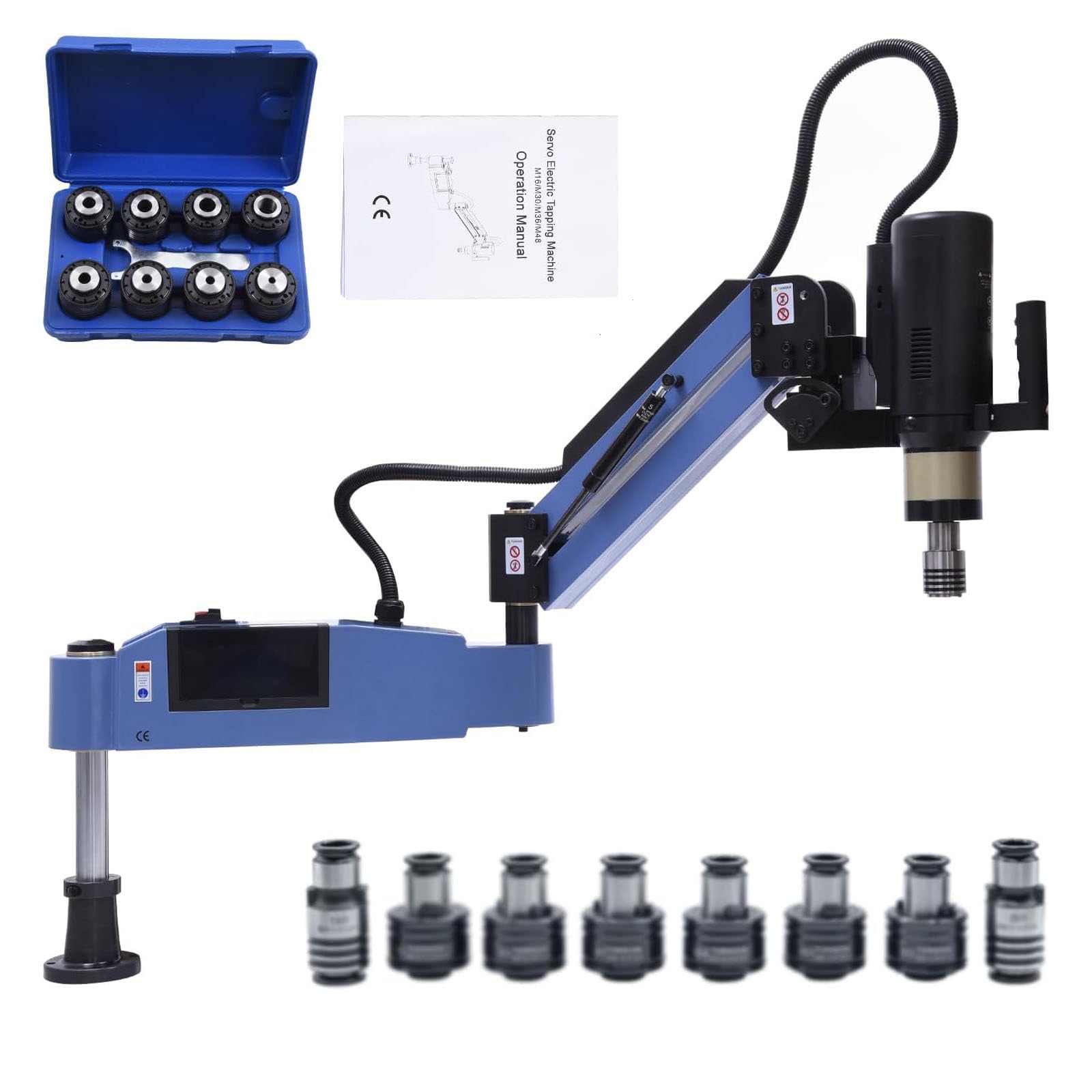 WEIMILOR M3-M16 Electric Tapping Machine Tapper Tapping Arm 360° Universals Tappings Machine 0-375r/min 1100mm Flexible Tappings Arm Included 8PCS ANSI Standard Collets