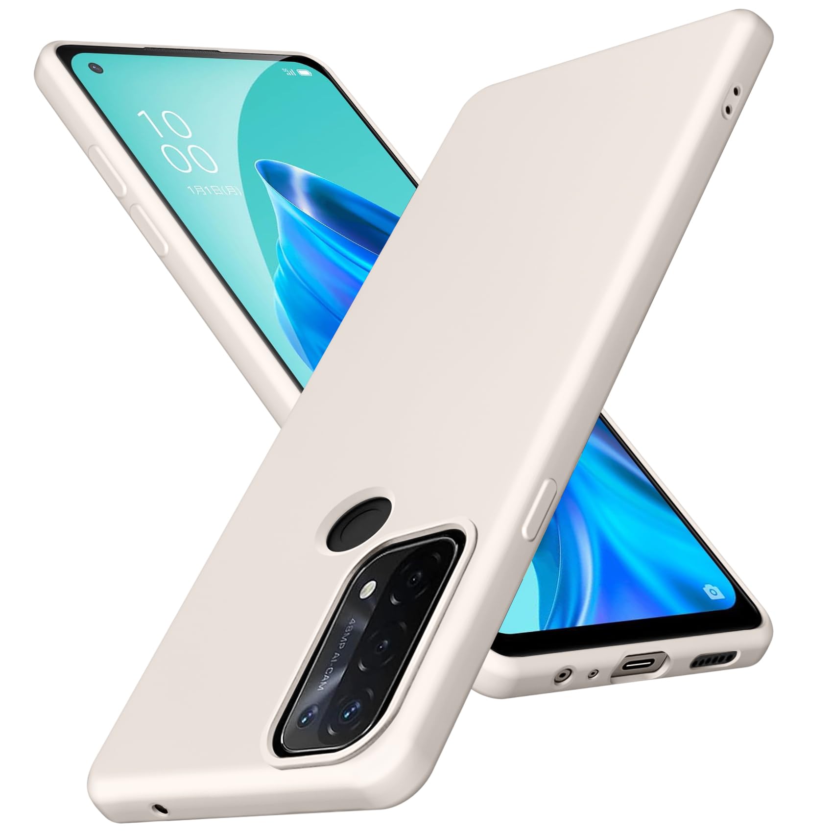 JSTNMEBO OPPO Reno5 A 用ケース シリコン 薄型 軽量 TPU 柔らかい 保護ケース オッポ リノ5 a 用ケース 耐衝撃 ストラップホール付き レンズ保護 黄変防止 一体型 ソフト スマホケース 人気 携帯カバー 白 J10-04