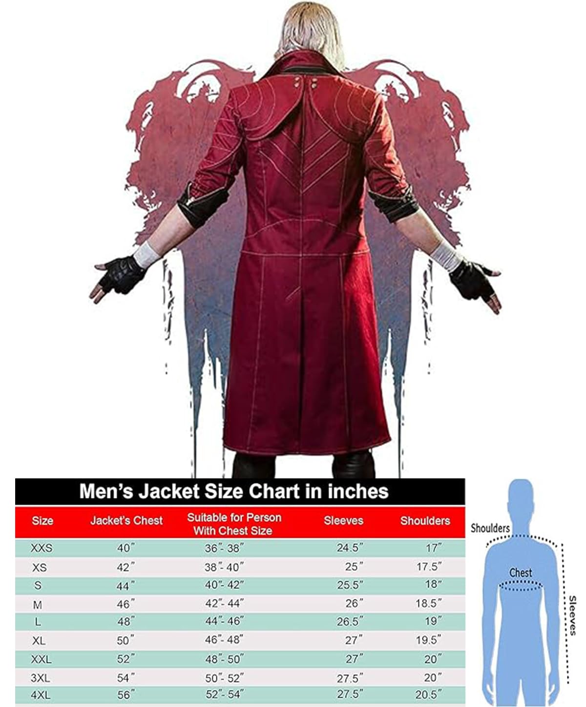 DMC Herren-Trenchcoat, Baumwolle, Rot
