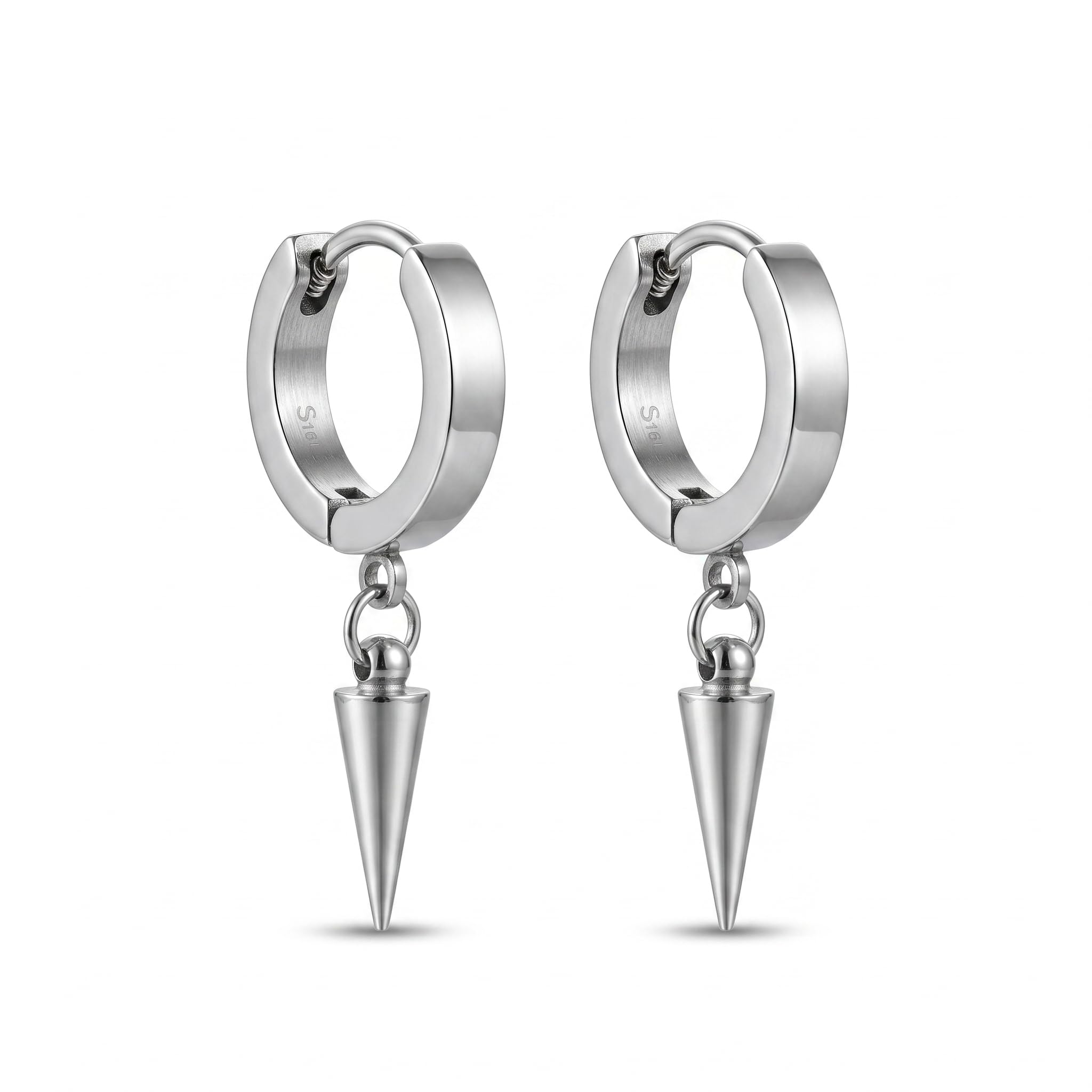 Spike Hoop Earrings for Men | Stylish Stainless Steel Anti-Tarnish Hoops Earring | Fashion Ear Stud Jewellery Accessories for Men & Boys | Birthday Gift for Husband & Boyfriend-image-30