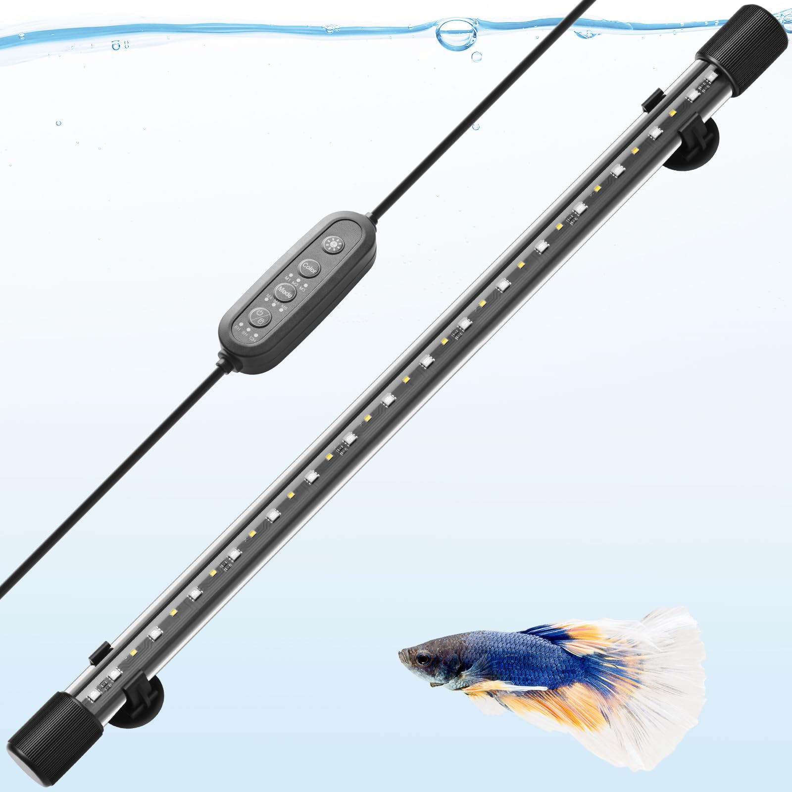 Rampe LED Aquarium 58cm, Éclairage RGBW Spectre Complet IP68 Étanche, Minuterie & Régulation de Luminosité, Ajustement de Couleur 24/7