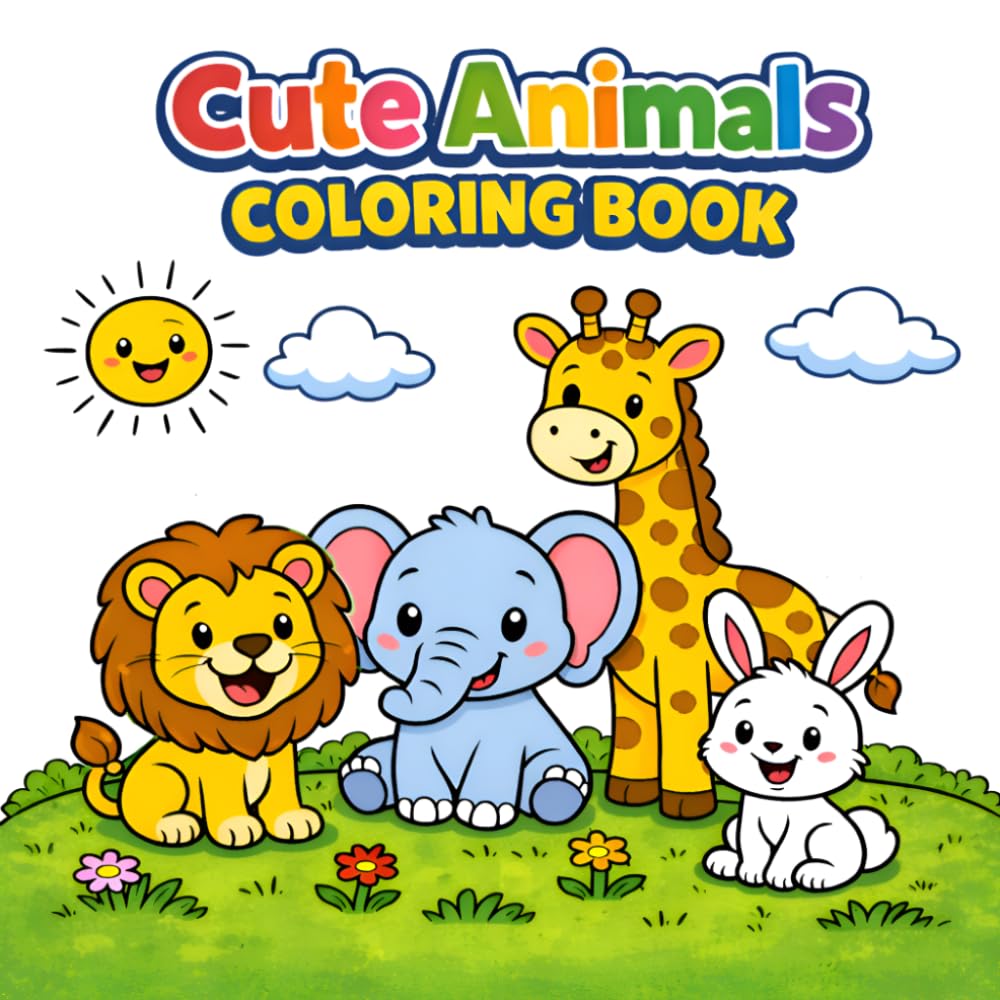 Cute Animals Coloring Book for Kids: A Fun and Relaxing Coloring Book with Big Simple Designs, Thick Lines & Adorable Animal Friends