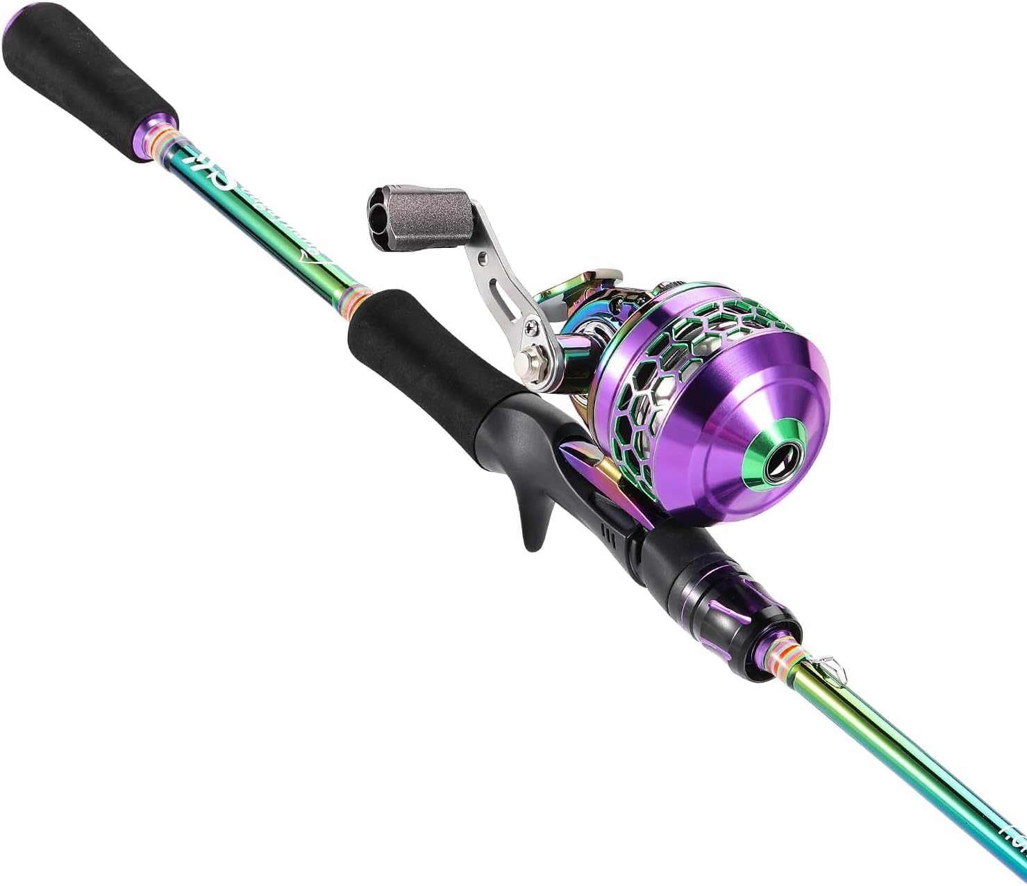 Sougayilang Fishing Reel Rod Combo, Two Pieces Colorful Poratble Light Weight Casting Rod with Spincast Fishing Reel for Freshwater 1.8M/6' 1 Pack-(bright Purple)