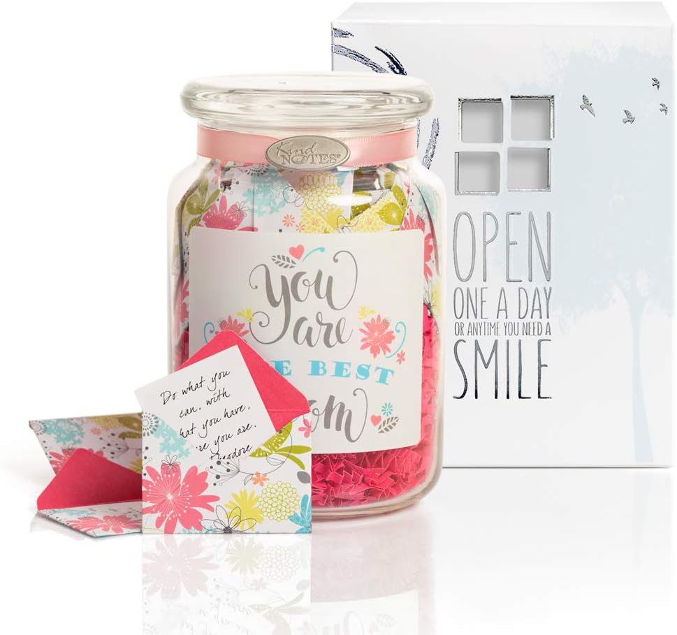 KindNotes Glass Keepsake Gift Jar with POSITIVE THOUGHTS