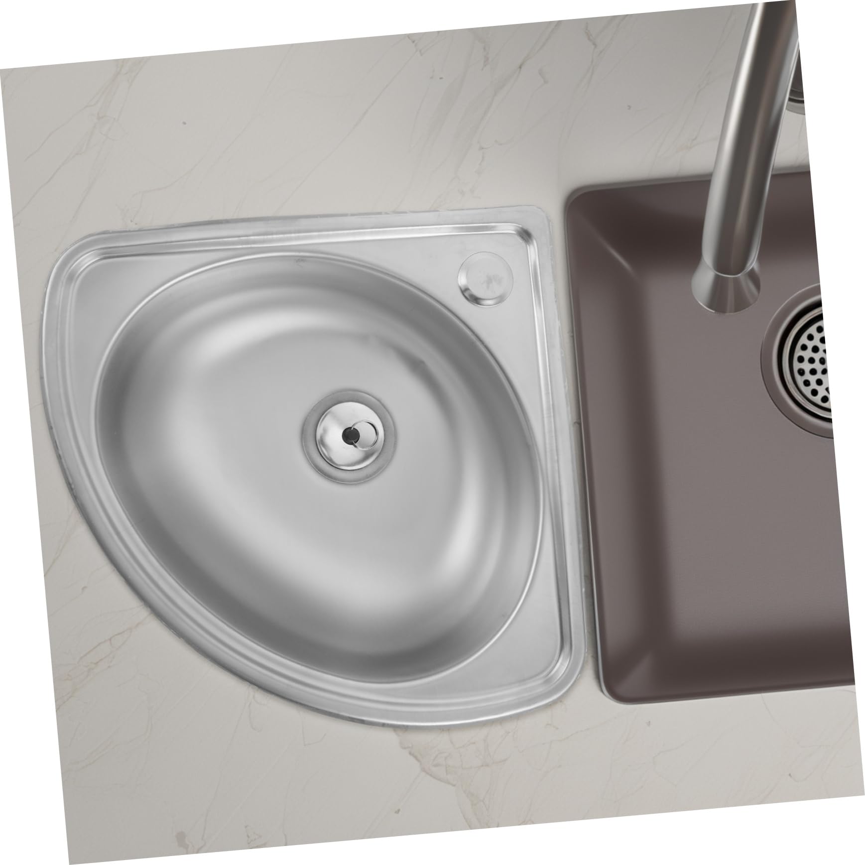 Lavabo Sencillo Sola Ranura para Rv de Acero Inoxidable | 1 Juego, Forma Triangular Tipo Abanico, Diseño de Esquina, Instalación Sencilla, Tamaño Compacto Estilo Aleatorio