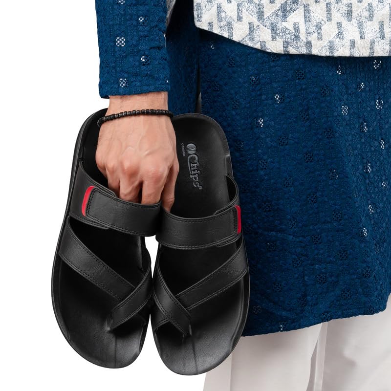 Image of Chips Men's BLACK Lightweight Slip-on Sandal Casual (HR91)