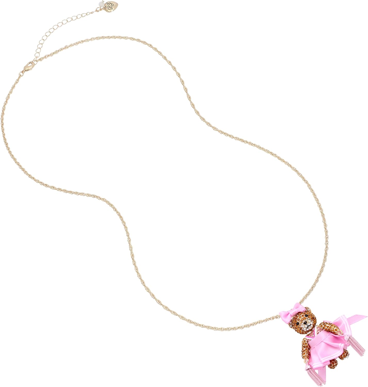Betsey Johnson Womens Cheerleader Bear Pendant Necklace
