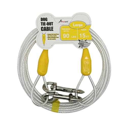 Petest 15ft Reflective Tie-Out Cable for Large Dogs