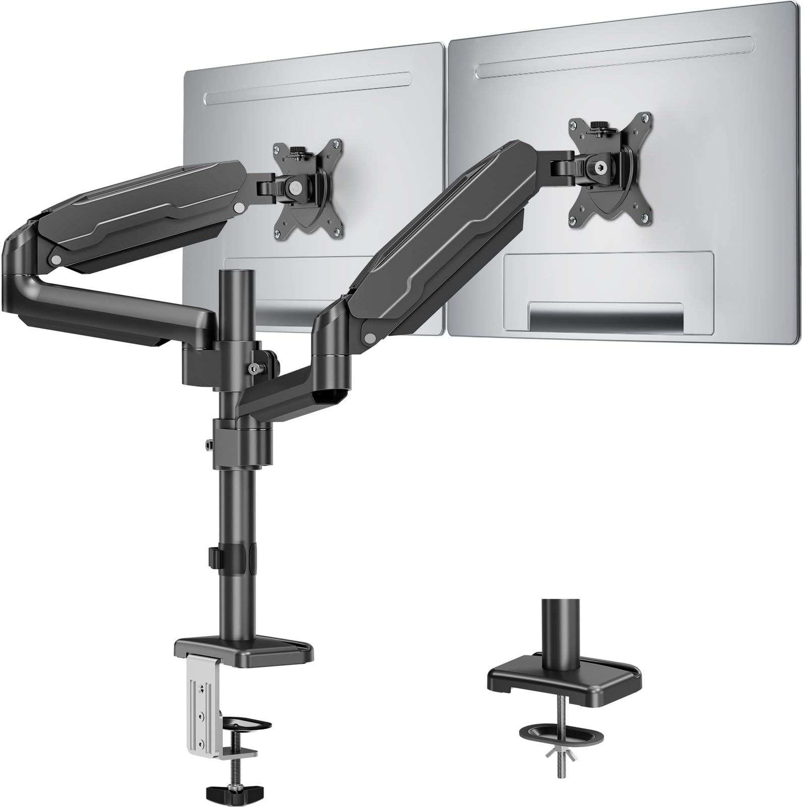 MOUNT PRO Dual Monitor Mount for 13-32" Computer Screen, Tall Monitor Stands for 2 Monitors, Adjustable Gas Spring Double Vertical Monitor Desk Mount, Each Arm Holds 4.4 to19.8lbs, VESA Mount, Black