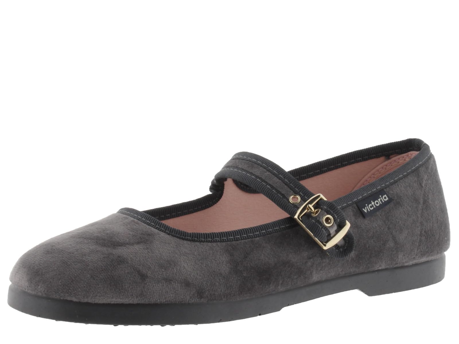 Victoria Mary Janes Ballerina Satin – Gong Fu, Passende Paspel & Schnalle, 1080111, Damen, GRIS 36